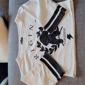 Crop three quarter sleeve Crewneck Sweater